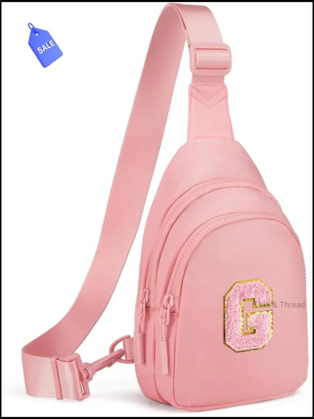 Cute Initial Letter Sling Bag Crossbody Fanny Pack Adjustable Strap Girls Women